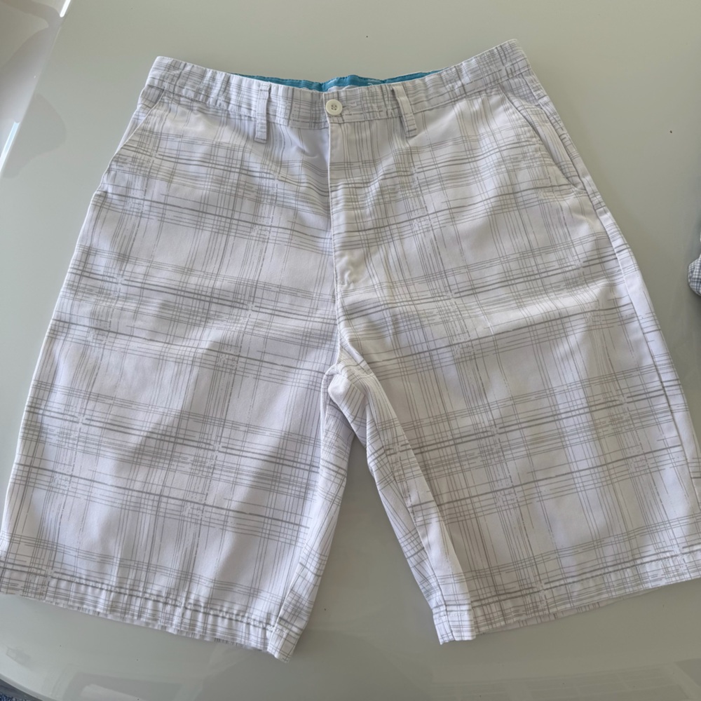 Burnside White and Gray Plaid Men's Shorts